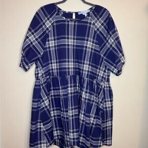 Hill House Adeline Navy and White Plaid Mini Dress‎